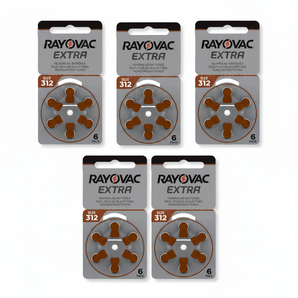 Rayovac Extra Advanced Hearing Aid Batteries Size 312 Brown Zinc Air Batteries
