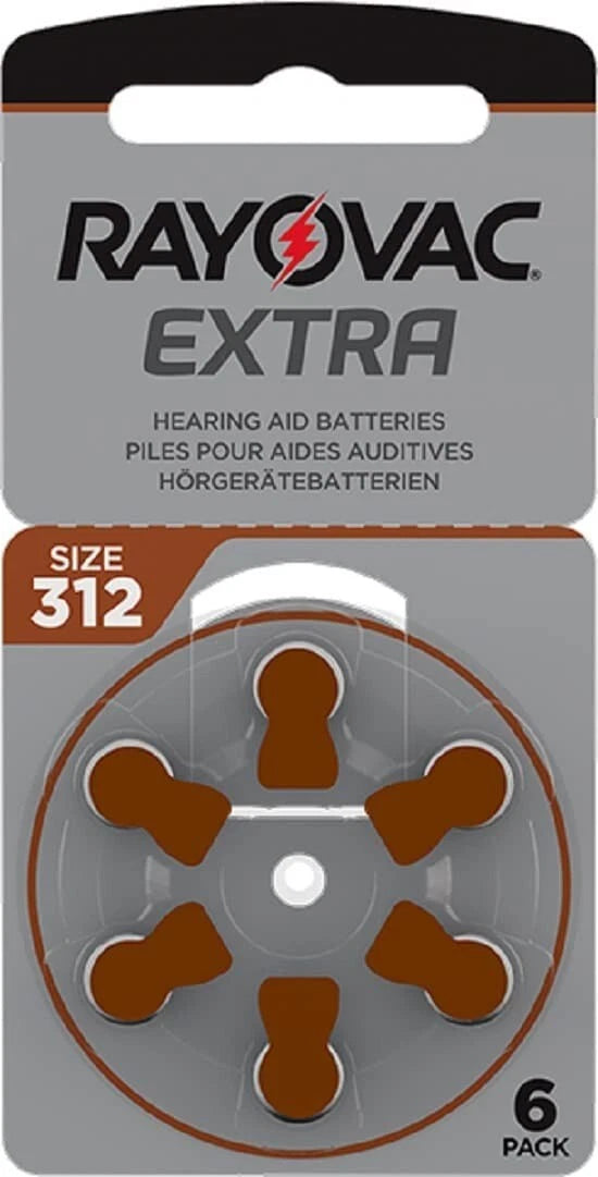 Rayovac Extra Advanced Hearing Aid Batteries Size 312 Brown Zinc Air Batteries