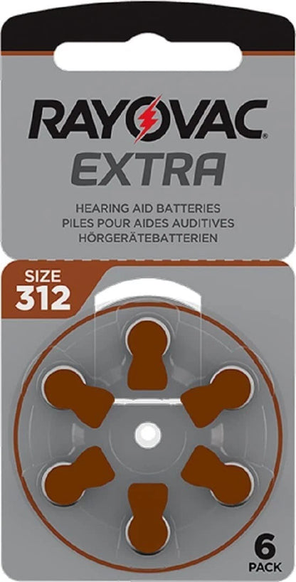 Rayovac Extra Advanced Hearing Aid Batteries Size 312 Brown Zinc Air Batteries