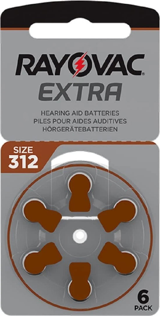 Rayovac Extra Advanced Hearing Aid Batteries Size 312 Brown Zinc Air Batteries
