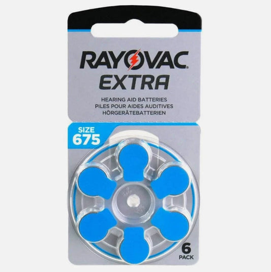 Rayovac Extra Advanced Size 675 Hearing Aid Batteries Blue - Zinc Air PR44