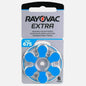 Rayovac Extra Advanced Size 675 Hearing Aid Batteries Blue - Zinc Air PR44