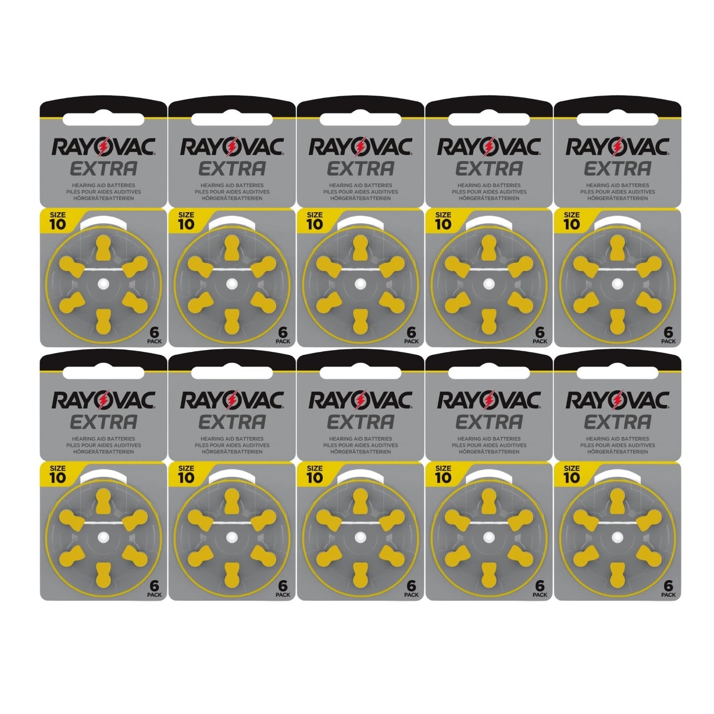 Rayovac Extra Advanced size 10 PR70 Hearing Aid Batteries 1.45V Zinc Air 6bl