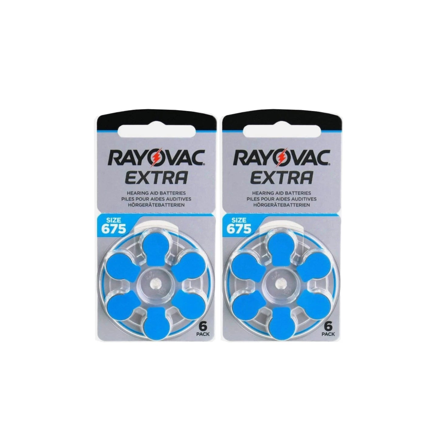 Rayovac Extra Advanced Size 675 Hearing Aid Batteries Blue - Zinc Air PR44