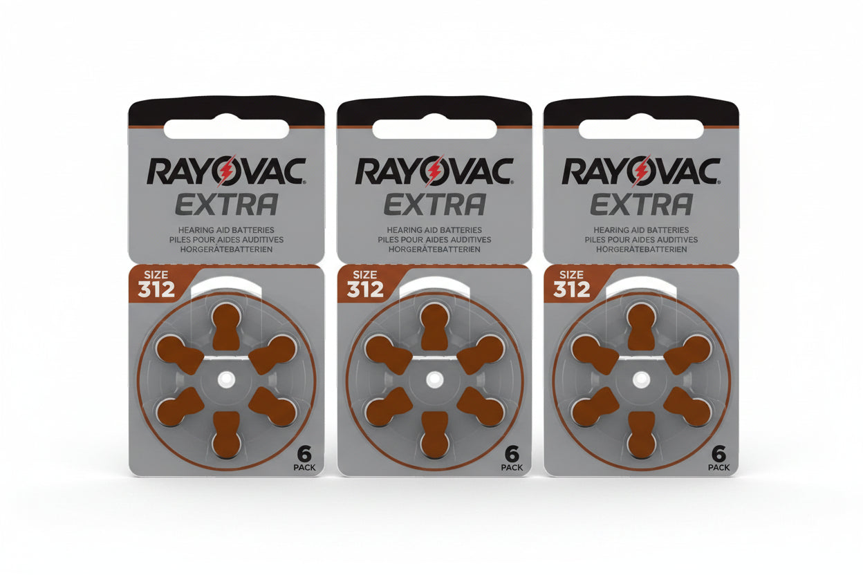 Rayovac Extra Advanced Hearing Aid Batteries Size 312 Brown Zinc Air Batteries