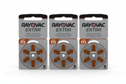 Rayovac Extra Advanced Hearing Aid Batteries Size 312 Brown Zinc Air Batteries