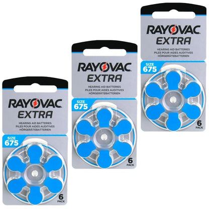 Rayovac Extra Advanced Size 675 Hearing Aid Batteries Blue - Zinc Air PR44