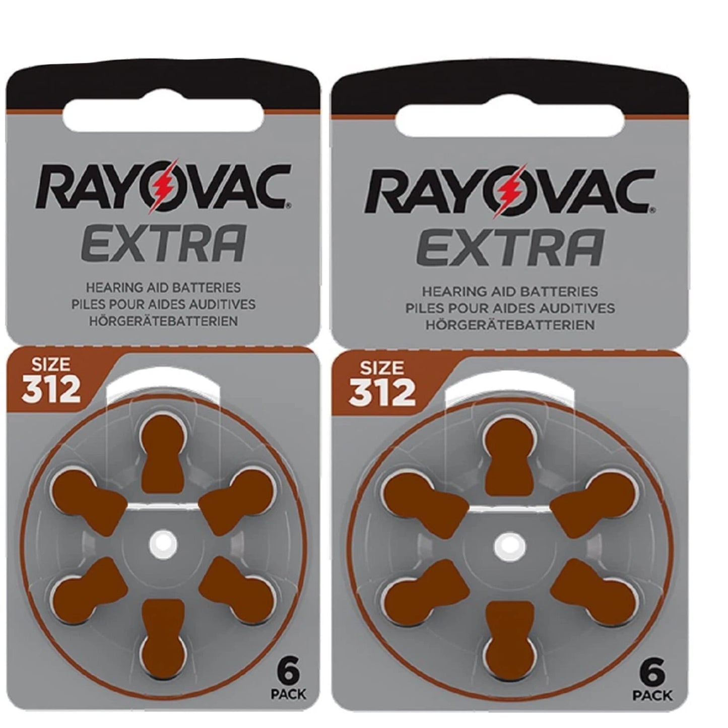 Rayovac Extra Advanced Hearing Aid Batteries Size 312 Brown Zinc Air Batteries