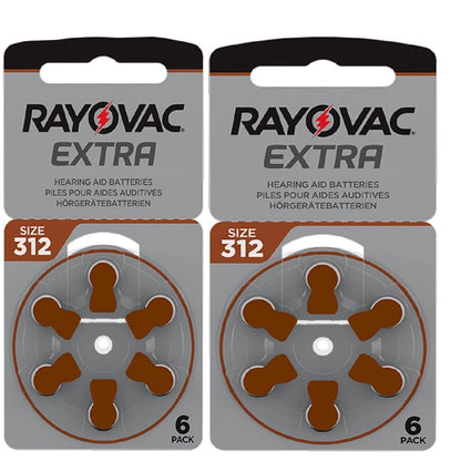Rayovac Extra Advanced Hearing Aid Batteries Size 312 Brown Zinc Air Batteries